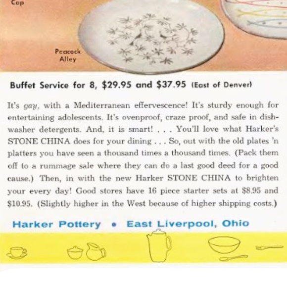 COPY - Harkerware MCM Retro atomic fish seafare dinner 10” plate stoneware oven… - Picture 6 of 9